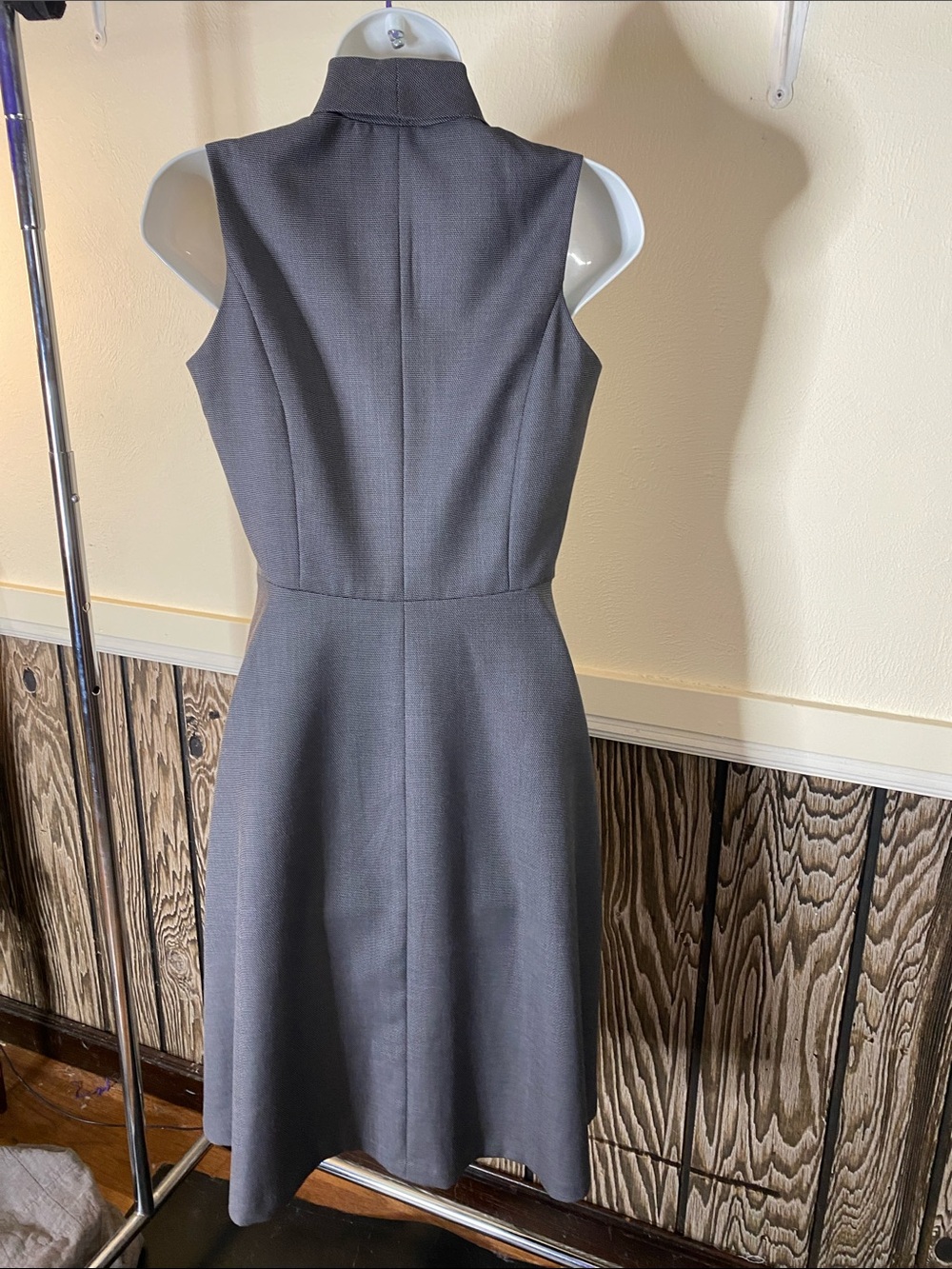 Calvin Klein Sleeveless Grey Tie-Neck Midi Dress - Picture 3 of 6